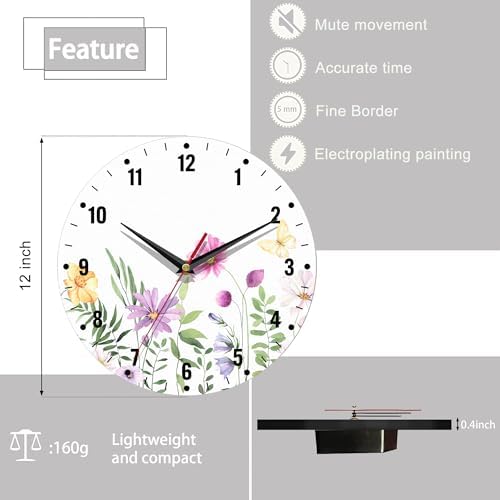 SPUNKER Clock for Bedroom, Wildflower Wall Clocks for Living Room Decor - Image 2
