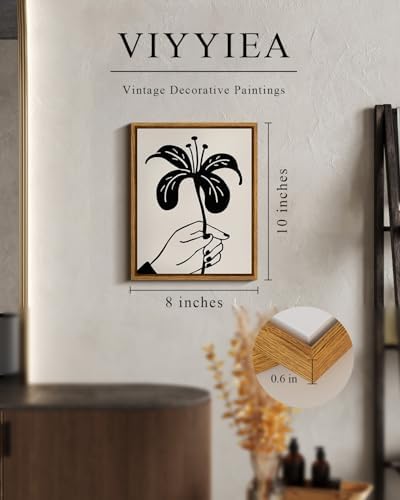 VIYYIEA Black Flower Wall Art Minimalist Hand Line Drawing 8x10 Inch - Image 2