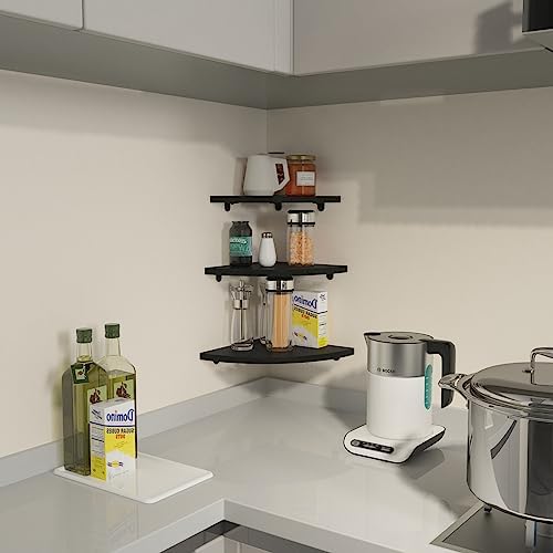 HORLIMER 6 Pack Floating Corner Shelf Wall Mount - Image 2