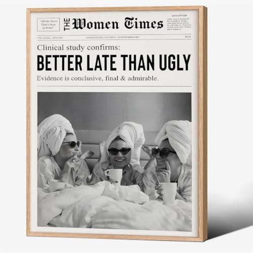 Vintage Black And White Newspaper Wall Art 8x10in Wood Grain Frame Trendy by Unknown