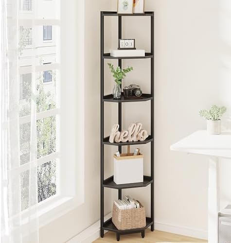 Hzuaneri Corner Shelf Stand 6-Tier Corner Bookshelf Storage Standing Shelf - Image 5