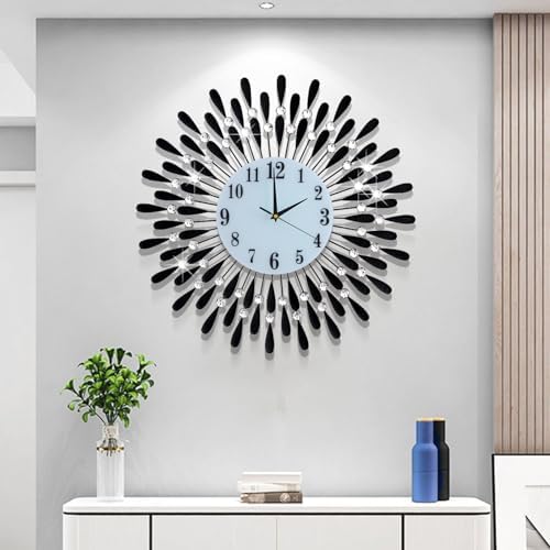 24 INCH Large Wall Clock for Living Room Decor, Non-Ticking Quiet Metal Petals by JUGV