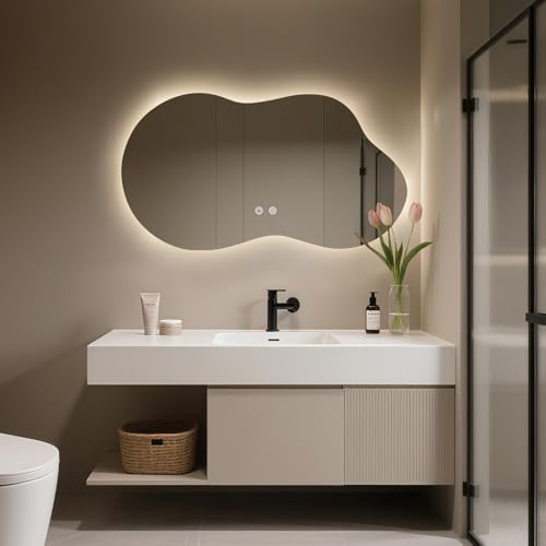 WallBeyond 36"x20" Irregular LED Vanity Mirror - Image 2