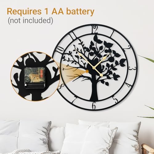 30 Inch Large Wall Clock Tree of Life Metal Silent Non Ticking - Image 4