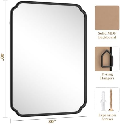 Ferytange Matte Black Bathroom Vanity Mirror - Image 4