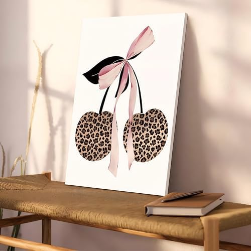 Leopard Bow Wall Art Set of 3, Kiss Lips Canvas Posters Prints, Funky Leopard - Image 7