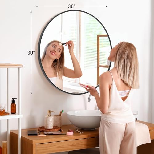 NEWBULIG 30 Inch Round Bathroom Mirror, Wall Mount Mirror - Image 2