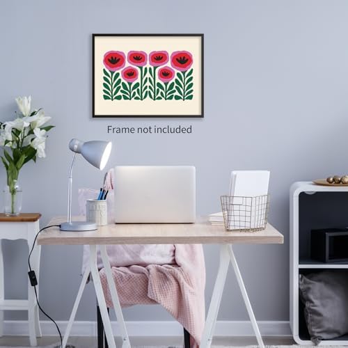 Heltrappe Pink and Green Flower Poster Vintage Nature Abstract Botanical Wall - Image 5