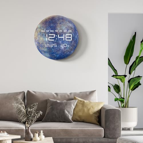 Digital Wall Clock, LED Mercury Design, Temperature Display - Image 6