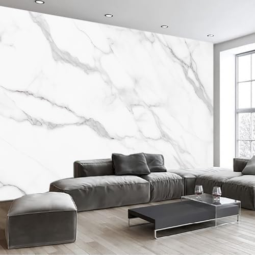 Simple White Marble-Patterned Mural Peel and stick-85"x118" by GLWYHY