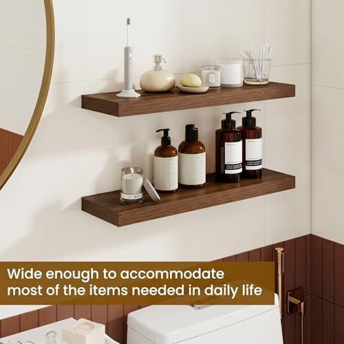 24 Inch Floating Shelves, 6.7" Deep Wall Shelves, Walnut Wall Shelf - Image 5
