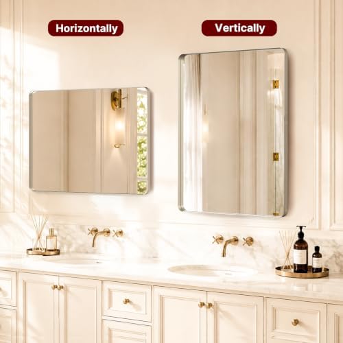 Kosmonia 40x30 Inch Rounded Rectangle Bathroom Vanity Mirror - Image 7