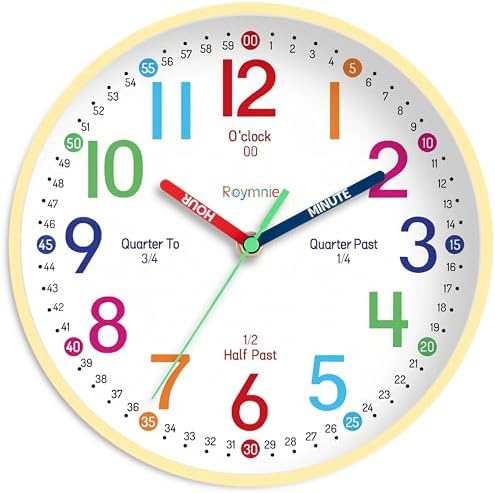 Roymnie Wall Clock 8" for Kids Learning Battery Operated Teaching Silent by Unknown