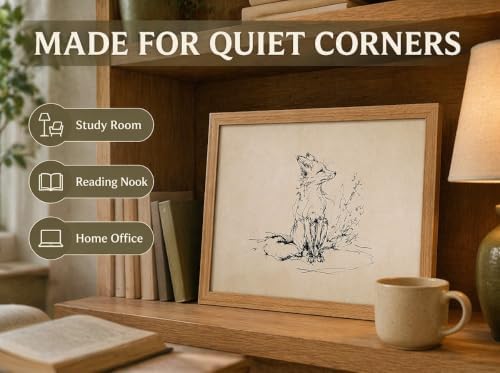 guajunsanh Framed Fox Sketch Wall Art, Vintage Fox Drawing Canvas Print - Image 4