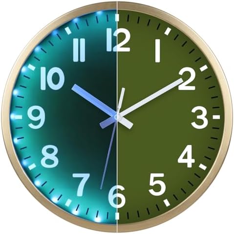 JoFomp Green Wall Clocks Battery Operated Night Glow, 12 Inch Sound Control by JoFomp