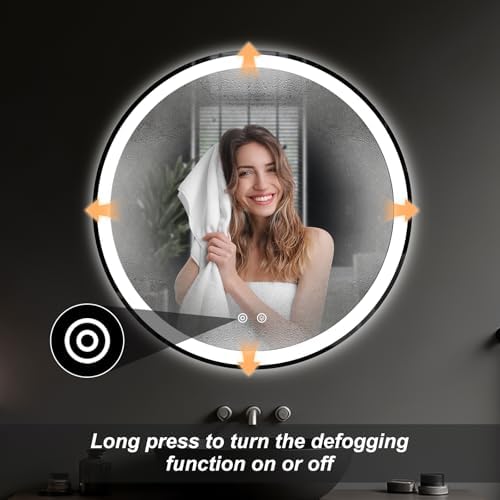 30 Inch LED Bathroom Mirror, Round Wall Mount Vanity Mirror - Image 3