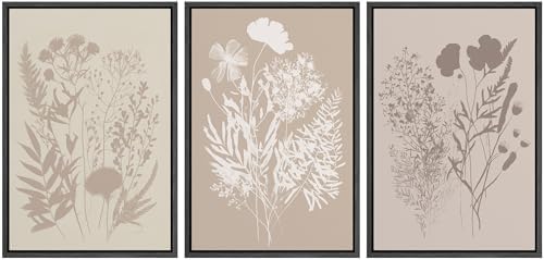 MUDECOR Framed Canvas Print Wall Art Wildflower Art Print, Floral Botanical by MUDECOR