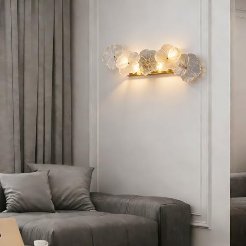 Fandian 22.4" Flower Shape Glass Wall Lamp, Modern Vintage Rustic Lighting - Image 4