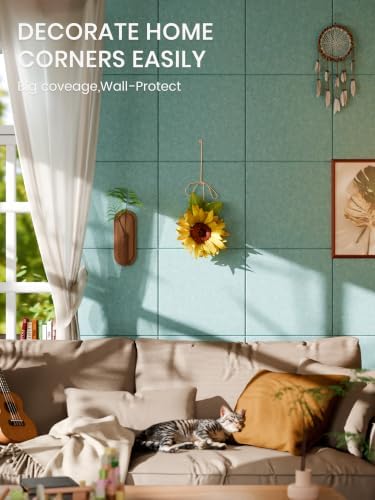 Bumusty 48"x 36" Large Felt Bulletin Board Tiles, Aqua Blue - Image 4