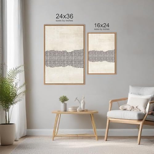LHIUEM Large Abstract Navy Blue Beige Framed Canvas Wall Art, Modern Tree Rings - Image 6