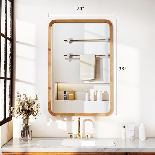 36"x24" Wood Bathroom Mirror - Image 4