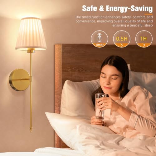 NIORSUN Battery Operated Wall Sconce Set of 2, 9 Colors Wireless Wall Lamps - Image 6