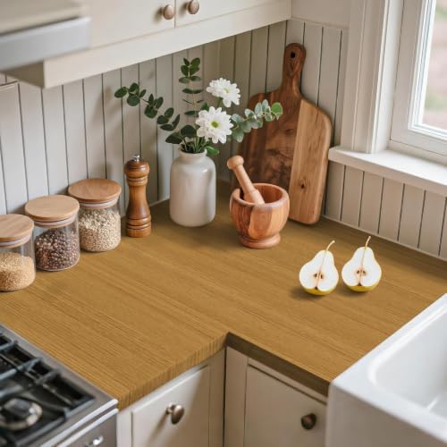 Abyssaly Wood Grain Look Oak Contact Paper Peel and Stick Countertops - Image 5