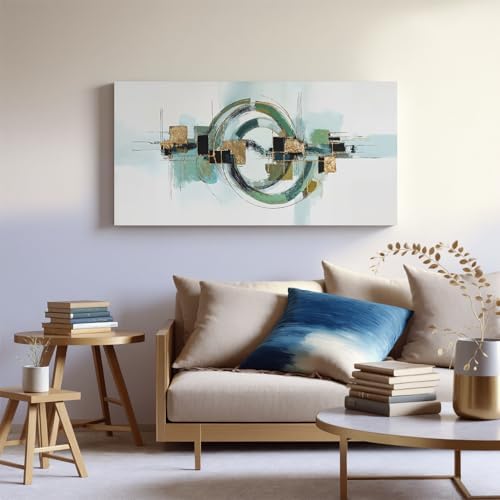 YISXINOAG Sage Green Gold Geometric Wall Art Minimalist Abstract 20"X40" - Image 4