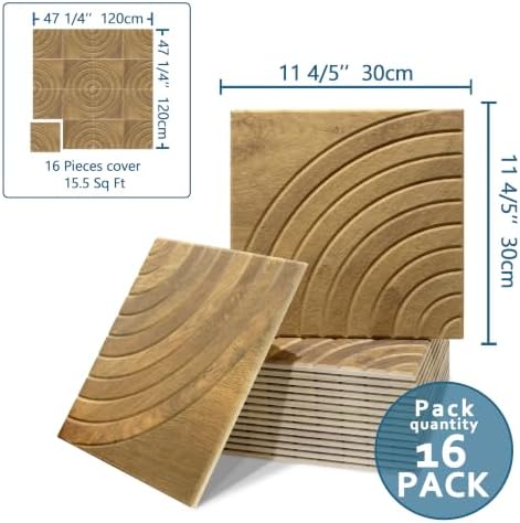 16-Pack Acoustic Wall Panels, 11.8" x 11.8" Peel and Stick PET Target-Look - Image 2