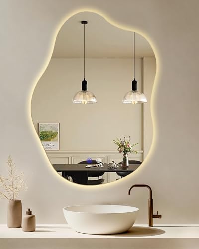 LED Bathroom Mirror 35"x25" Irregular Backlit Mirror by Butylux