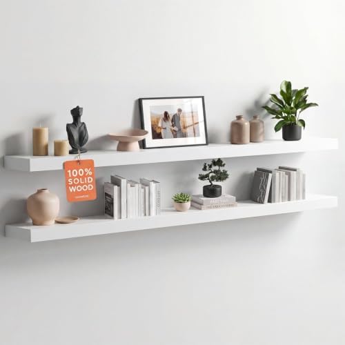 Homeforia 60 Inch Floating Shelves, High-End Solid Pine Wood by Homeforia