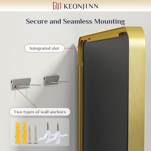 Keonjinn 20 x 30 Inch Gold Bathroom Mirrors - Image 6