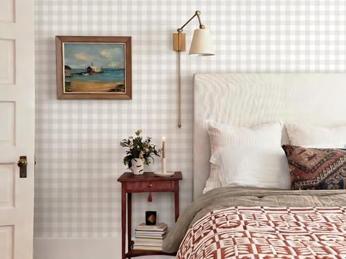 Plaid Wallpaper Neutral Wallpaper 393"×17.3" Checkered Wall Paper Peel and - Image 5
