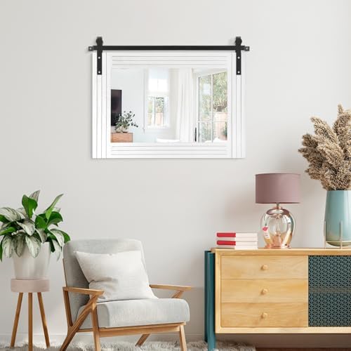 AAZZKANG Farmhouse Wall Mirror Large Rectangle Wood Framed Mirrors Decor - Image 6
