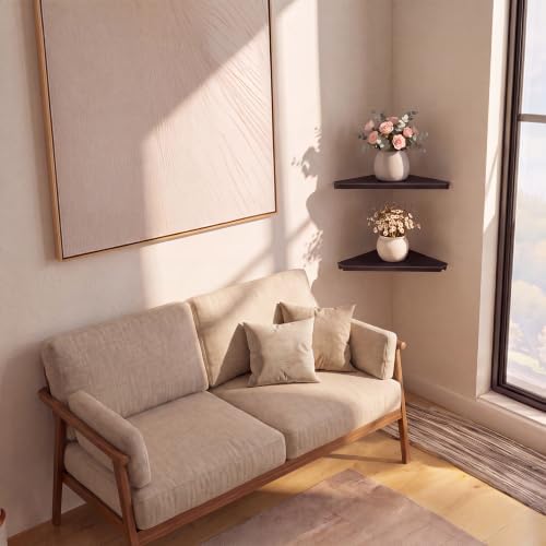 12" Black Large Corner Floating Shelf Wall Mounted, Metal 2 Pcs - Image 2