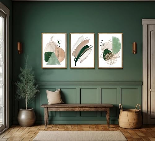 Uofnvrji 3Pcs Sage Green Minimalist Geometric Abstract Posters Wall Art - Image 7