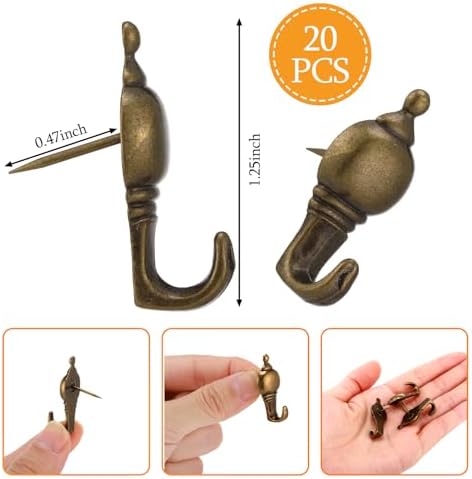 Hotop 20 Pieces Zinc Alloy Flower Push Pin Hangers Pin Hook, Retro Gourd - Image 2