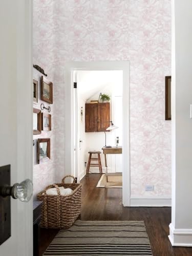 Dimoon 236"x17.3" Peel and Stick Wallpaper Floral Contact Paper Boho White Pink - Image 2