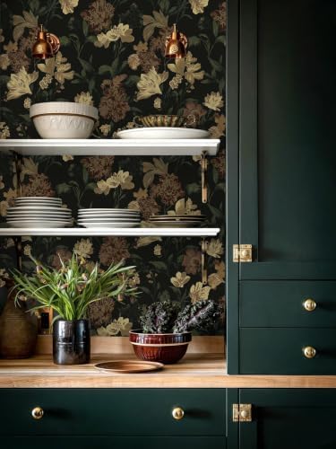 Dimoon Dark Floral Wallpaper Peel and Stick Vintage Contact Paper Textured - Image 2