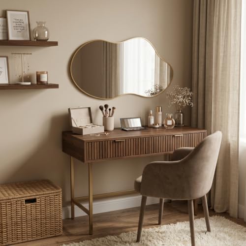 Irregular wall Mirror 25"x46" Gold Asymmetrical Mirror by POTIJO