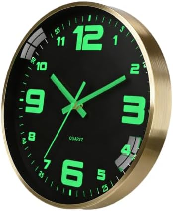 12 Inch Wall Clock Illuminated Accurate Time Silent Metal Frame by Unknown