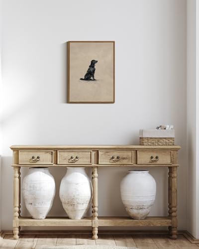 VIYYIEA Vintage Framed Black Dog Wall Art, Bedroom Living Room Minimalist - Image 2