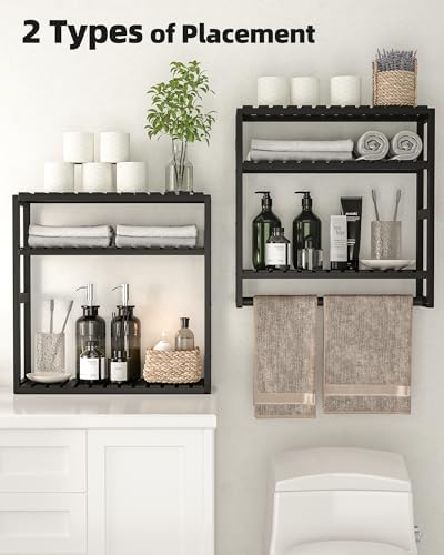 Galood Over The Toilet Storage Bathroom Shelves Wall Mounted 3 Tier Black - Image 5