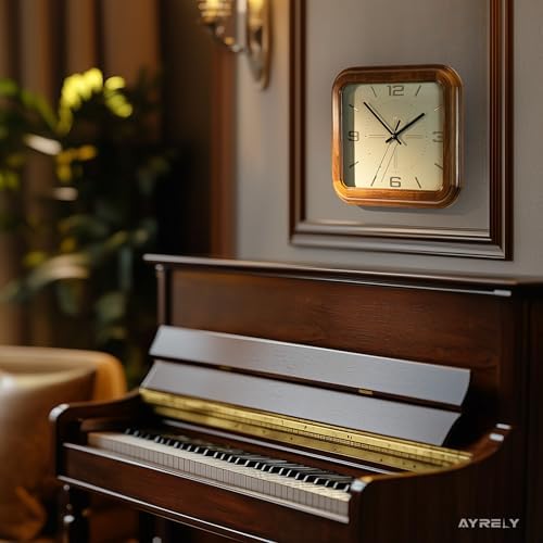 AYRELY® Rectangular Wooden Wall Clock – 12.8" W x 11.6" H Vintage Elm Wood Frame - Image 6