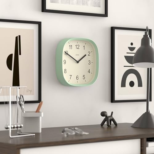 JONES CLOCKS® Sprite wall Clock | Modern Square Clock | 10" | Mint Green - Image 5