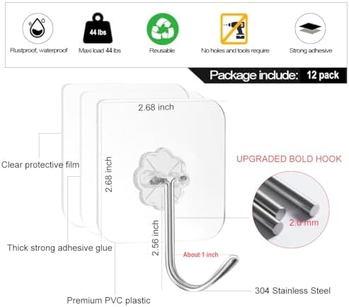 ZESLMG Adhesive Wall Hooks No Damage - Image 3