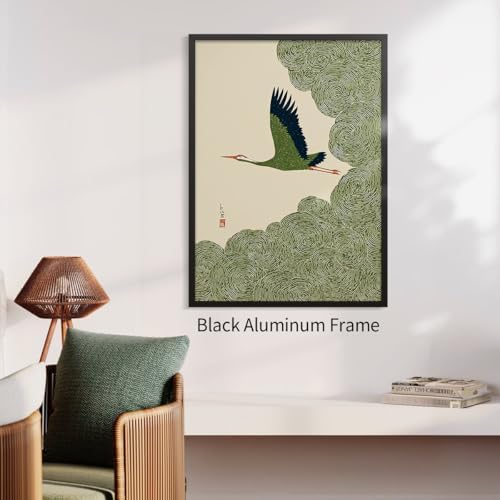 Japanese Flying Black Framed Wall Art Nature Bird Pictures Aesthetics Posters - Image 7