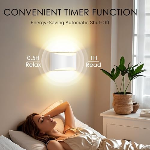 Battery Operated Wall Sconces Set of 2 Rechargeable Wireless White - Image 6