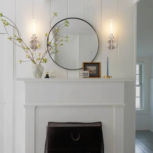 SANTOSTOCK Brushed Nickel Wall Sconces Set of 2, Hardwired Bathroom Sconces - Image 5