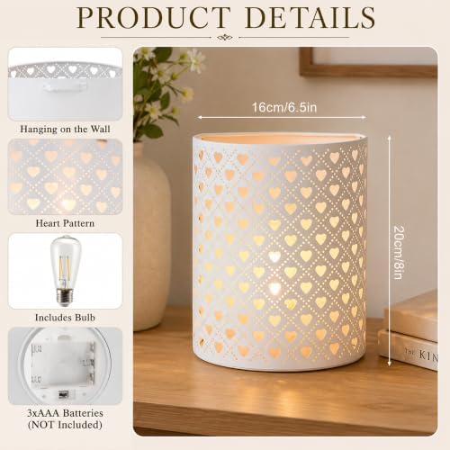 JHY DESIGN Set of 2 Battery Operated Wall Sconces 8''H Metal Lamps 6H Timer - Image 4